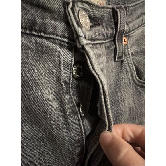 Levi’s Premium Denim Button Fly Ribcage Straight Ankle 28 Charcoal - Picture 5 of 13